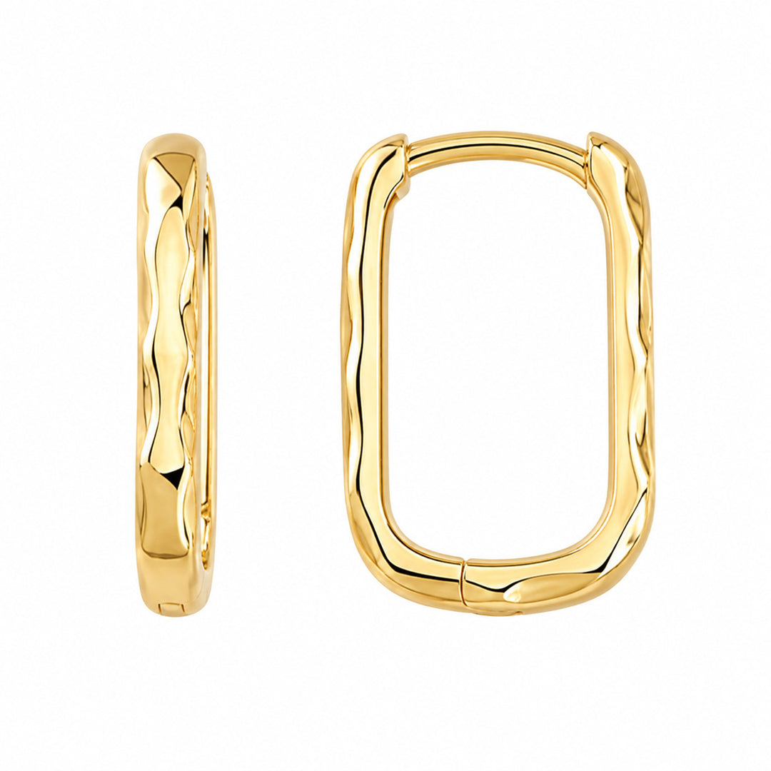 9K Yellow Gold DC Rectangular Huggie Earrings