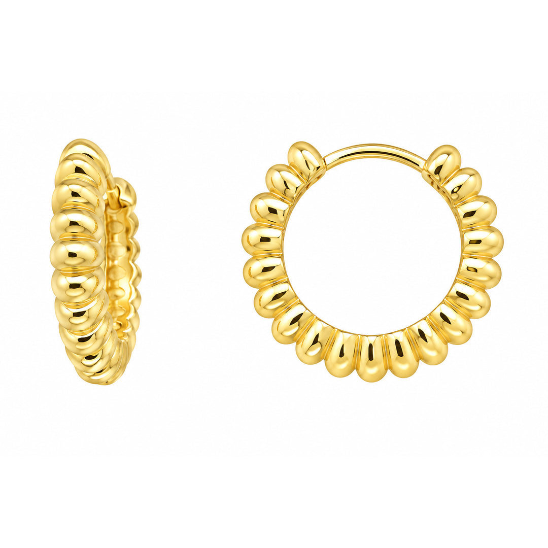 9K Yellow Gold Bubble Huggie Earrings