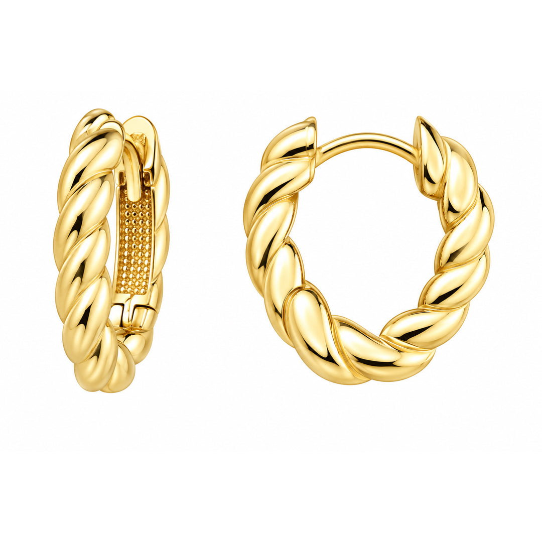 9K Yellow Gold Twist Huggie Earrings