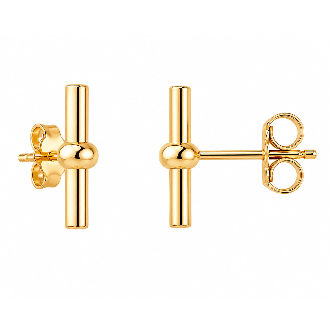 9K Yellow Gold Bar Studs