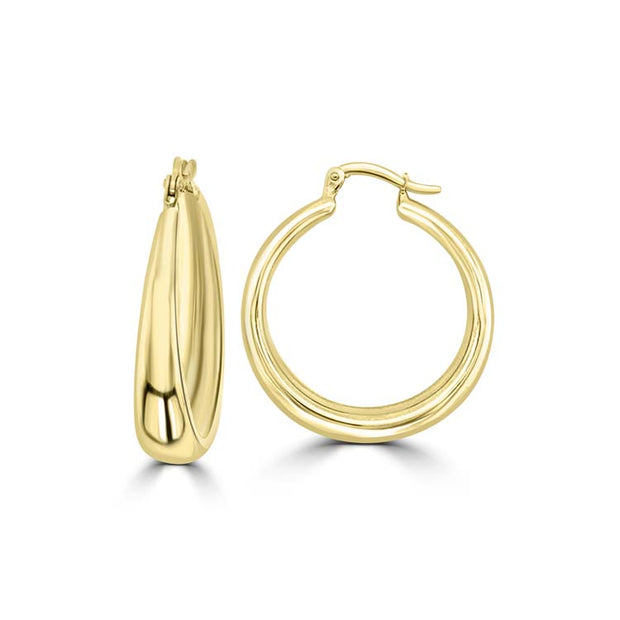 9K Yellow Gold Hollow Fluid Hoops | The Jewellery Boutique