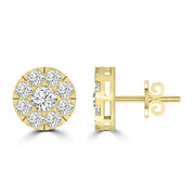 Cluster Diamond Stud Earrings with 0.25ct Diamonds in 9K Yellow Gold - 9YECLUS25GH