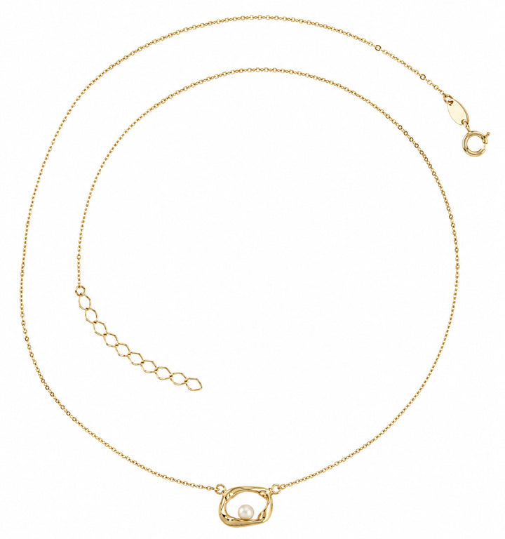 9K Yellow Gold Floating Freshwater Pearl Necklace 45-50cm
