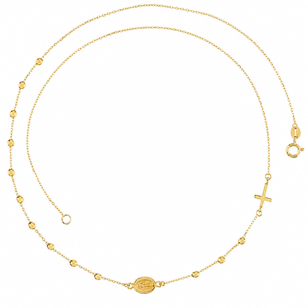 9K Yellow Gold Rosary Necklace 40-45cm