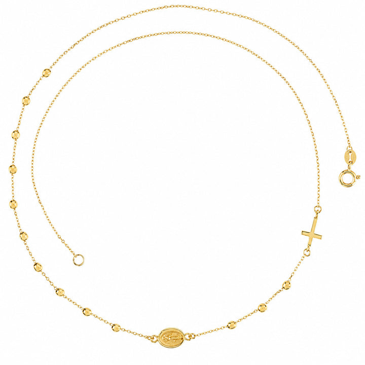 9K Yellow Gold Rosary Necklace 40-45cm