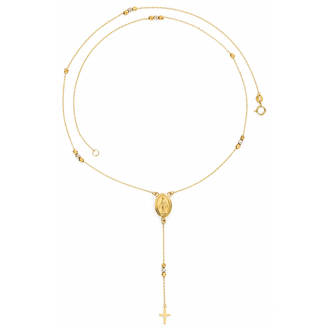 9K Yellow Gold Rosary Y Necklace 45-50cm
