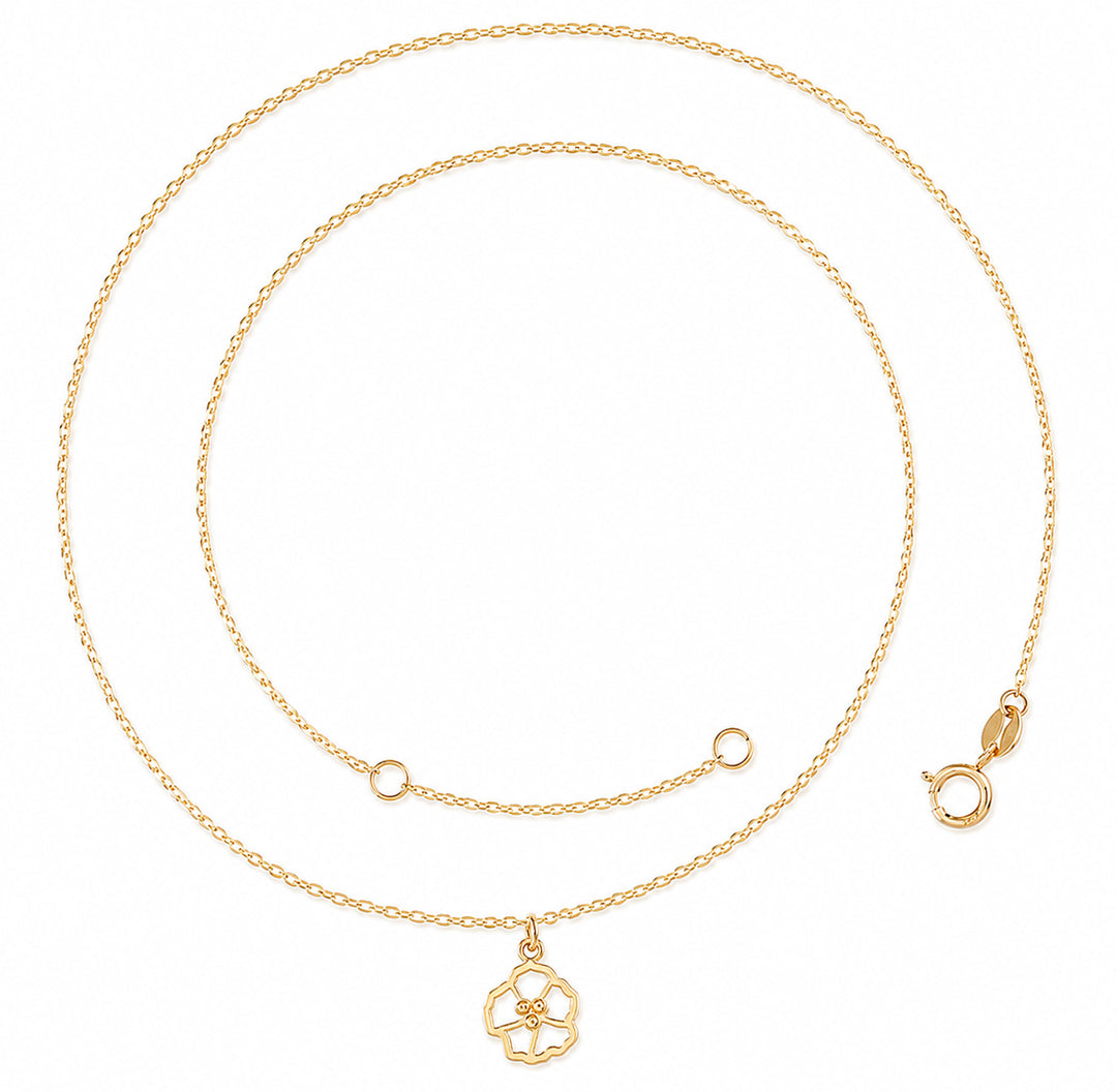 9K Yellow Gold Mother of Pearl Flower Necklace 45-50cm