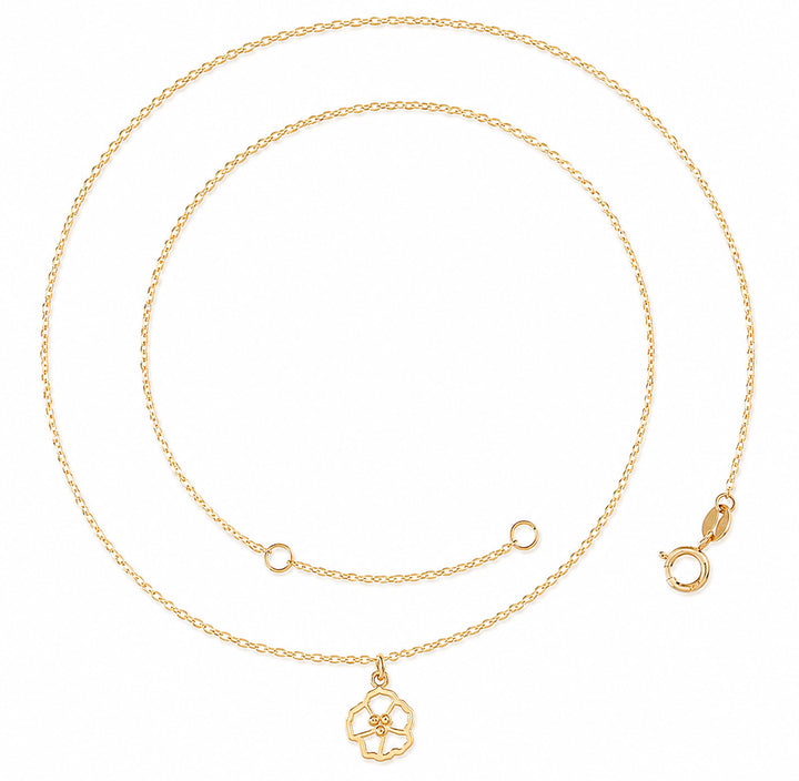 9K Yellow Gold Mother of Pearl Flower Necklace 45-50cm