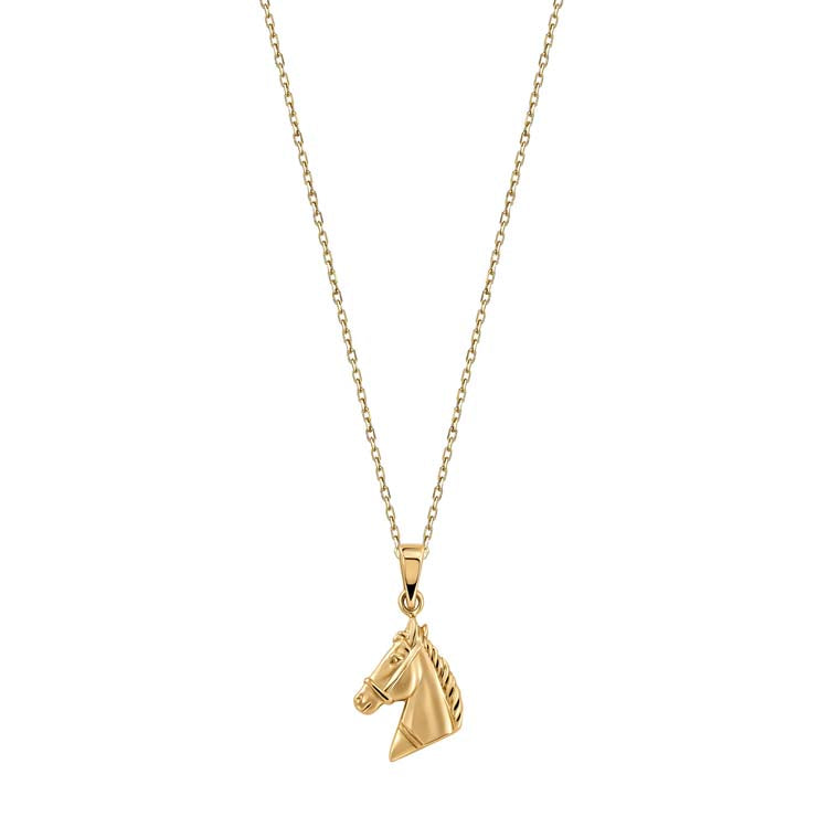 9K Yellow Gold Horse Head Necklace 4-45cm