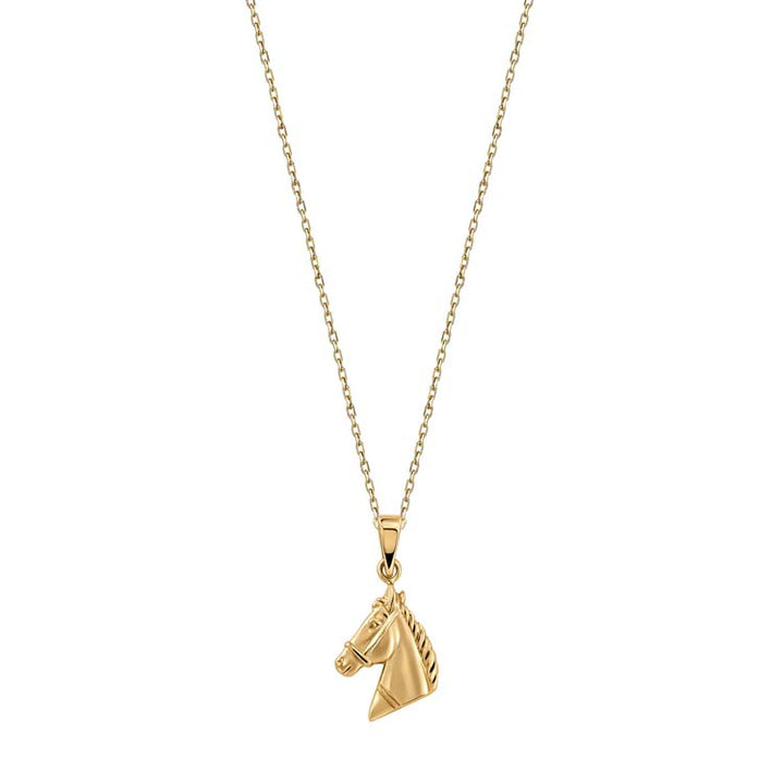 9K Yellow Gold Horse Head Necklace 4-45cm
