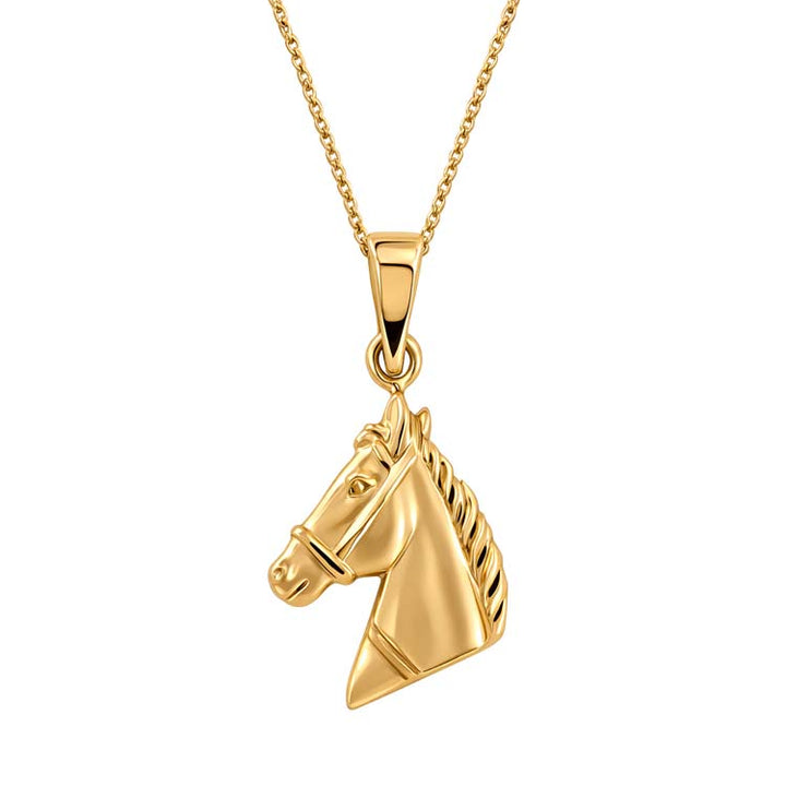 9K Yellow Gold Horse Head Necklace 4-45cm