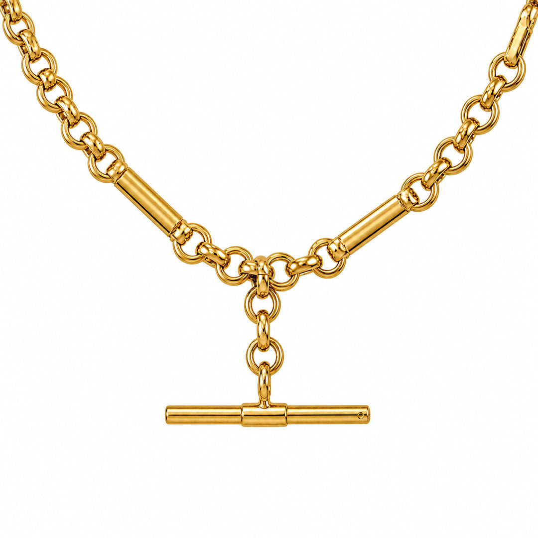 9K Yellow Gold Heirloom Belcher FOB Necklace 45cm