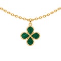 9K Yellow Gold Malachite Clover Necklace 45-50cm