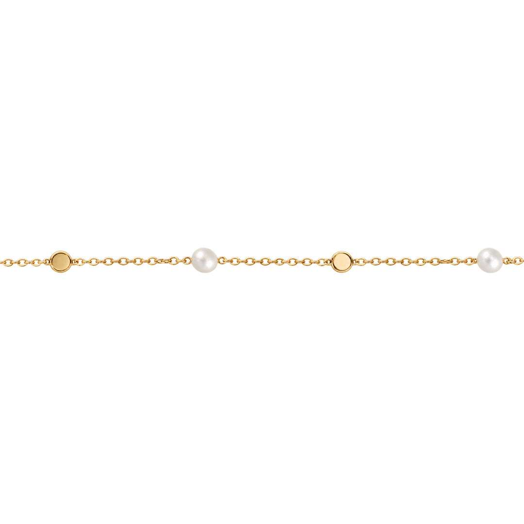 9K Yellow Gold Ball & Freshwater Pearl Necklace 40-45cm