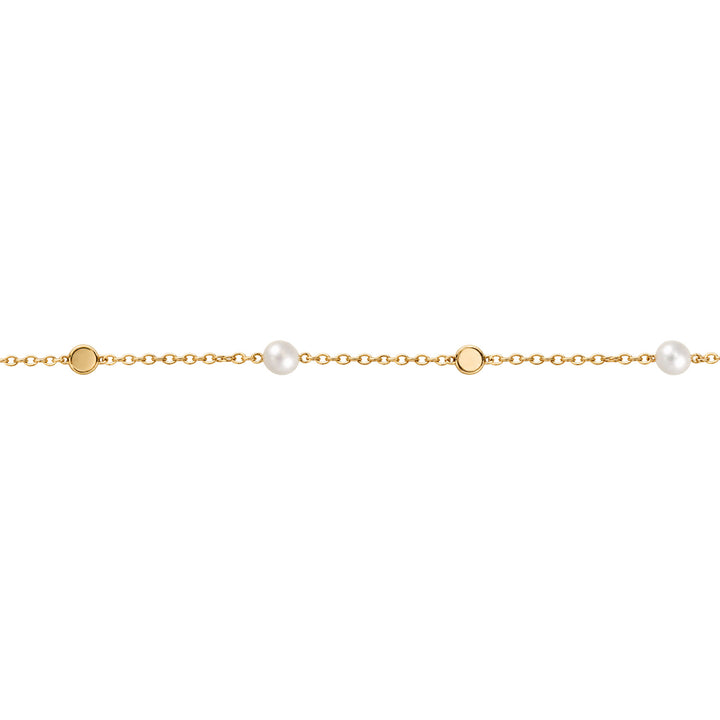 9K Yellow Gold Ball & Freshwater Pearl Necklace 40-45cm