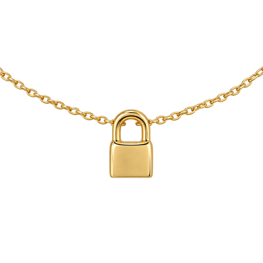 9K Yellow Gold Padlock Fine Necklace 45cm