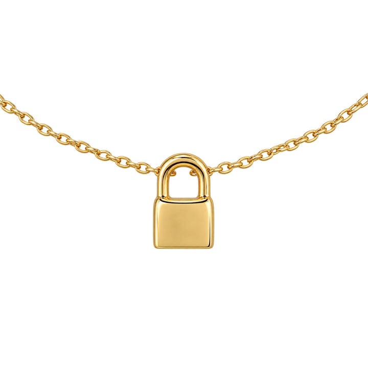 9K Yellow Gold Padlock Fine Necklace 45cm