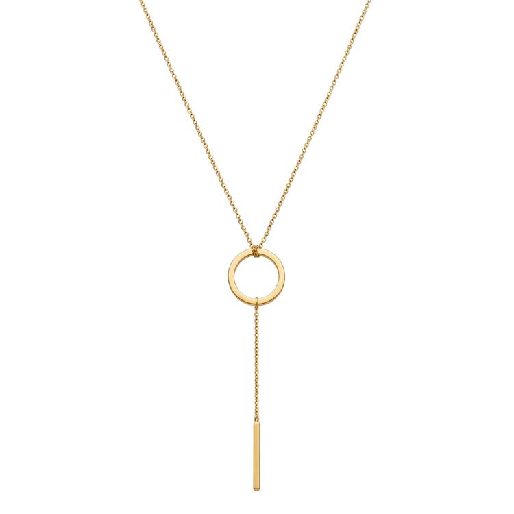 9K Yellow Gold Circle & Bar 'Y' Necklace 4-45cm