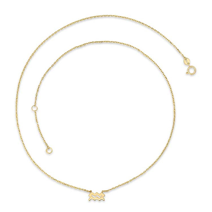 9K Yellow Gold Aquarius Zodiac Necklace 40-45cm | The Jewellery Boutique