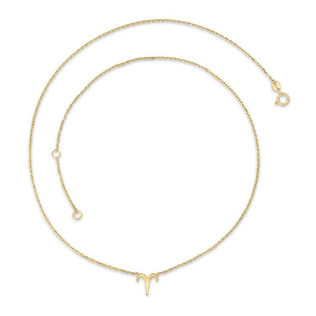 9K Yellow Gold Aries Zodiac Necklace 40-45cm | The Jewellery Boutique