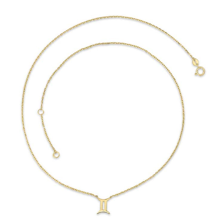 9K Yellow Gold Gemini Zodiac Necklace 40-45cm | The Jewellery Boutique