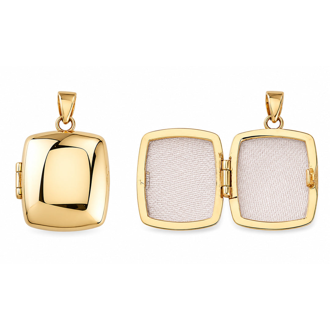 9K Yellow Gold Rectangle Domed Locket Pendant