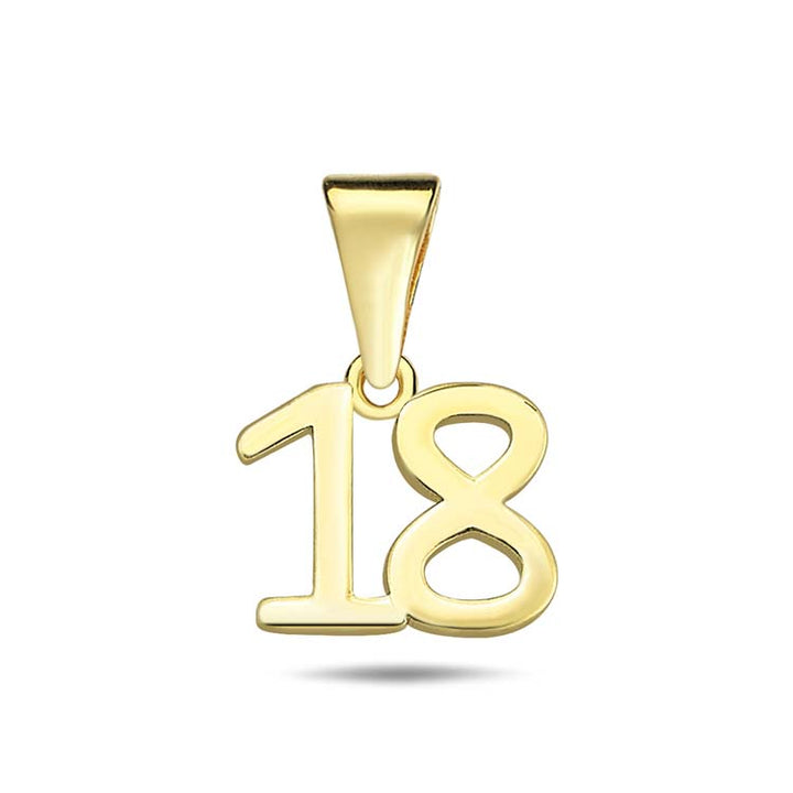9K Yellow Gold '18' Pendant