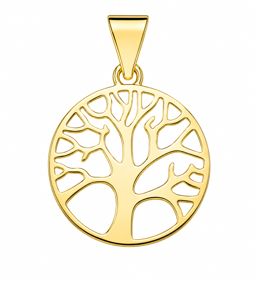 9K Yellow Gold Tree Of Life Circle Pendant