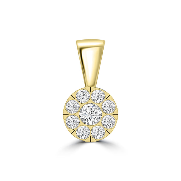 Cluster Diamond Pendant with 0.50ct Diamonds in 9K Yellow Gold - 9YPCLUS50GH