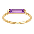 9K Yellow Gold Amethyst Long Bar Ring