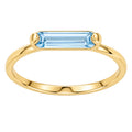 9K Yellow Gold Sky Blue Topaz Long Bar Ring