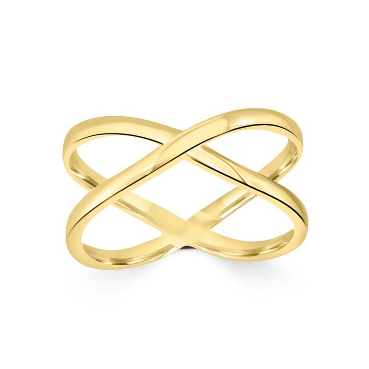 9K Yellow Gold Solid Cross Over Ring | The Jewellery Boutique