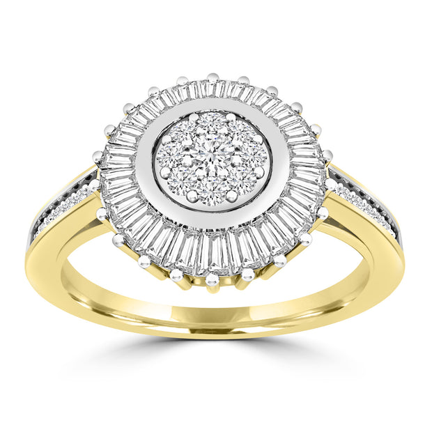 0.45ct GH I1 Diamond Daisy Ring in 9K Yellow Gold