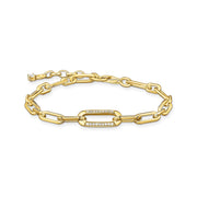 THOMAS SABO Golden Link Bracelet with Anchor Element and Zirconia