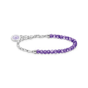 THOMAS SABO Silver Member Charm Bracelet with Violet Imitation Amethyst Beads