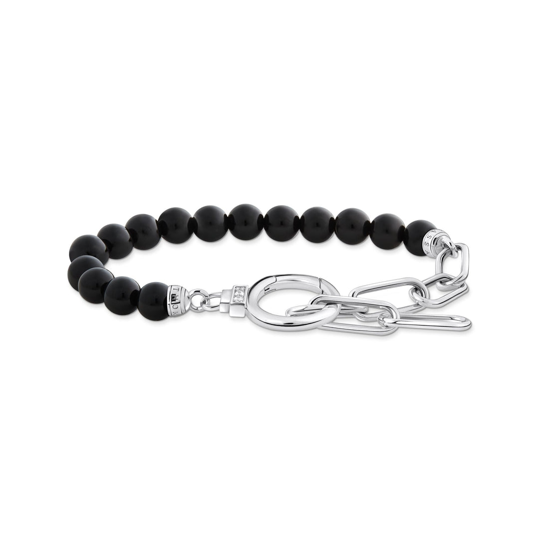 THOMAS SABO Bracelet with Onyx Beads and White Zirconia The
