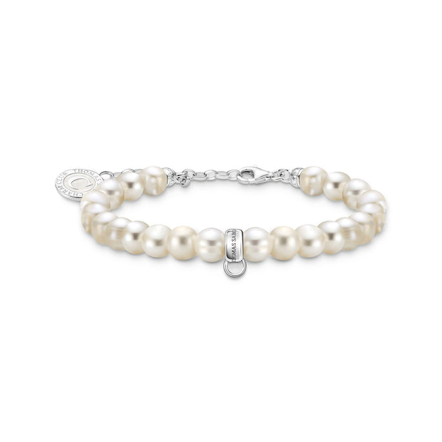THOMAS SABO Charm Member Bracelet with White Oval-Shaped Pearls