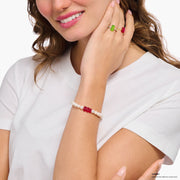 THOMAS SABO x HARIBO: Silver Pearl bracelet Strawberry red Goldbear