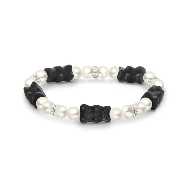 Pearl bracelet with black goldbears | The Jewellery Boutique