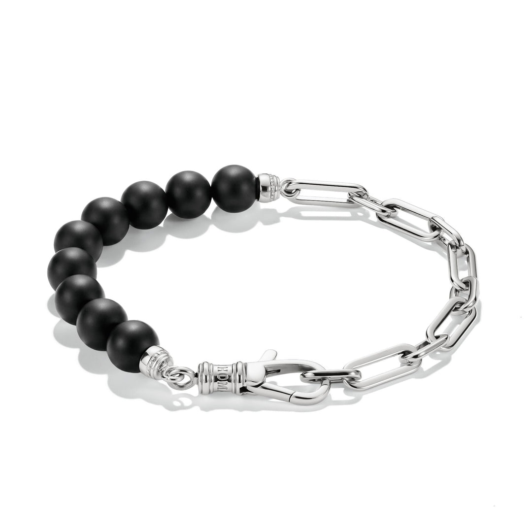 THOMAS SABO Stainless Steel Obsidian Bead Bracelet