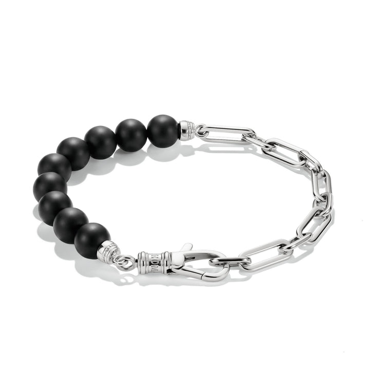 THOMAS SABO Stainless Steel Obsidian Bead Bracelet