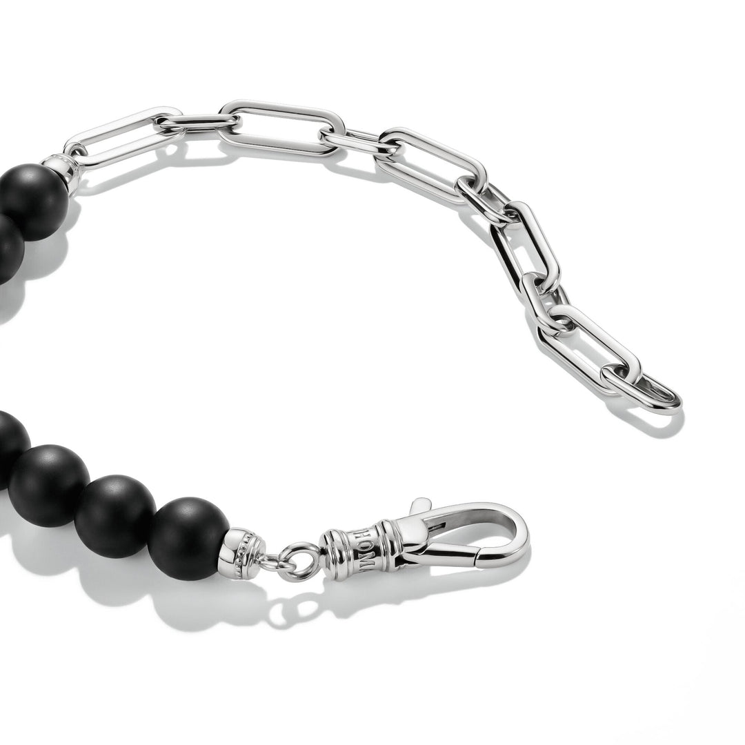 THOMAS SABO Stainless Steel Obsidian Bead Bracelet