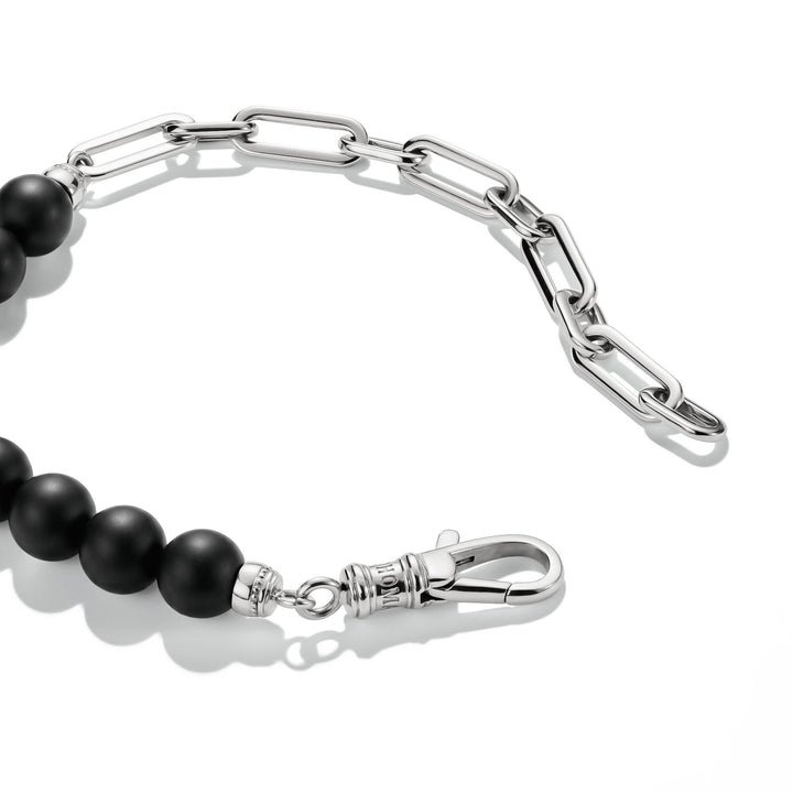 THOMAS SABO Stainless Steel Obsidian Bead Bracelet