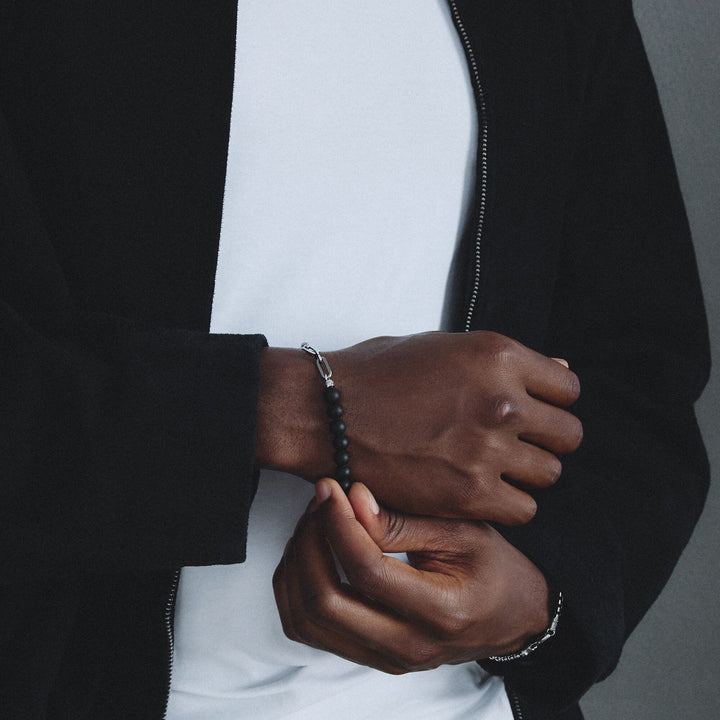 THOMAS SABO Stainless Steel Obsidian Bead Bracelet