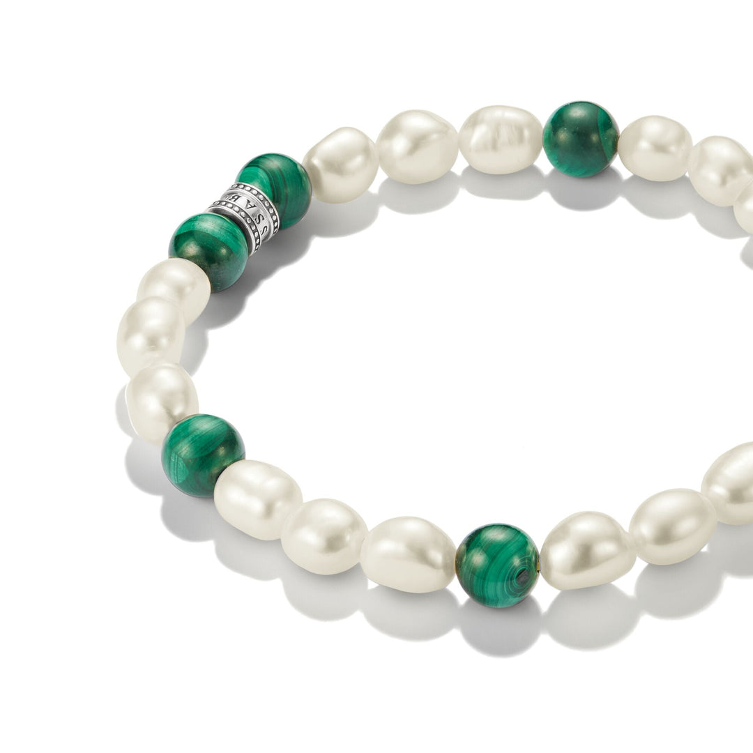 THOMAS SABO Stainless Steel Malachite and Freshwater Pearl Bracelet