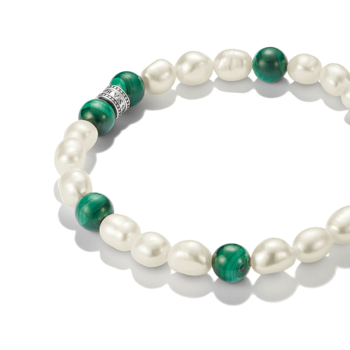THOMAS SABO Stainless Steel Malachite and Freshwater Pearl Bracelet
