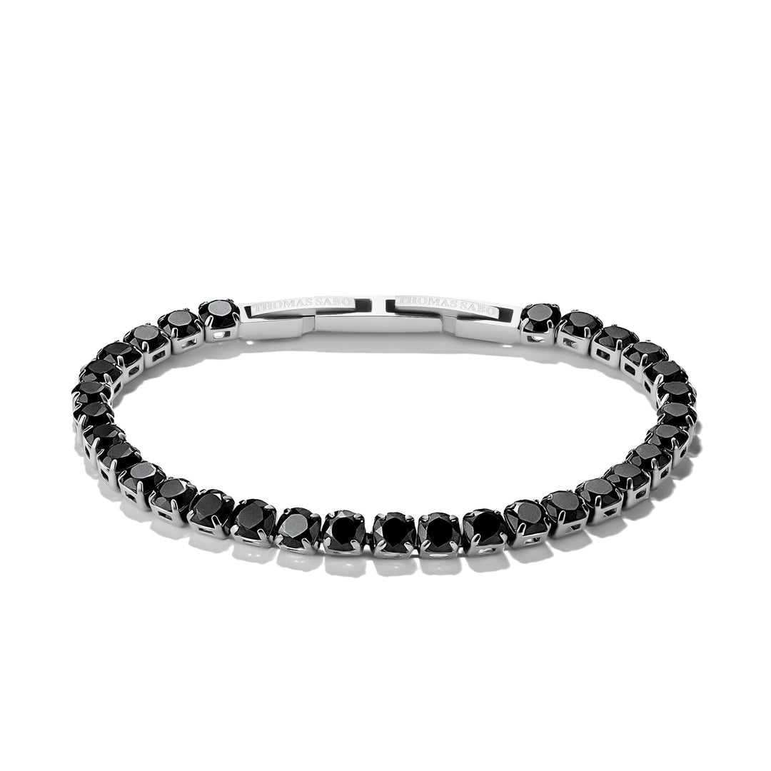 THOMAS SABO Stainless Steel Tennis Bracelet with Black Zirconia