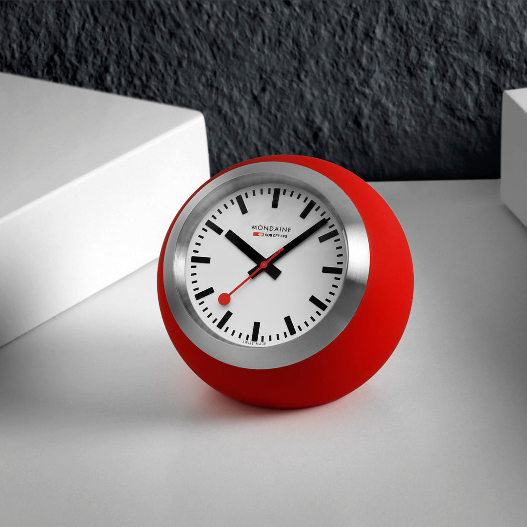 Mondaine Official Swiss Railways Globe Clock Red