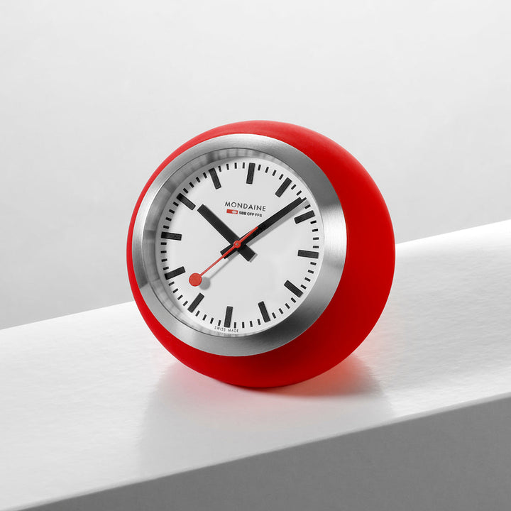 Mondaine Official Swiss Railways Globe Clock Red
