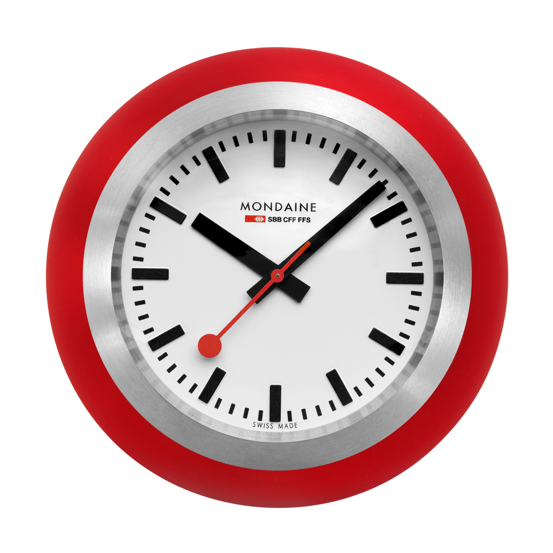 Mondaine Official Swiss Railways Globe Clock Red